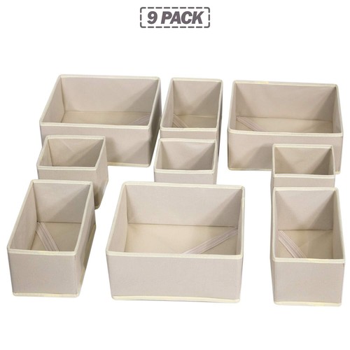 9 Pack Foldable Cloth Storage Box Closet Dresser Drawer Organizer Fabric Baskets - Picture 8 of 8