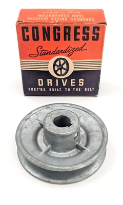 NOS! Congress 3.50  OD, 5/8  Fixed Bore Die-Cast V-Belt Pulley, Type B, Vintage