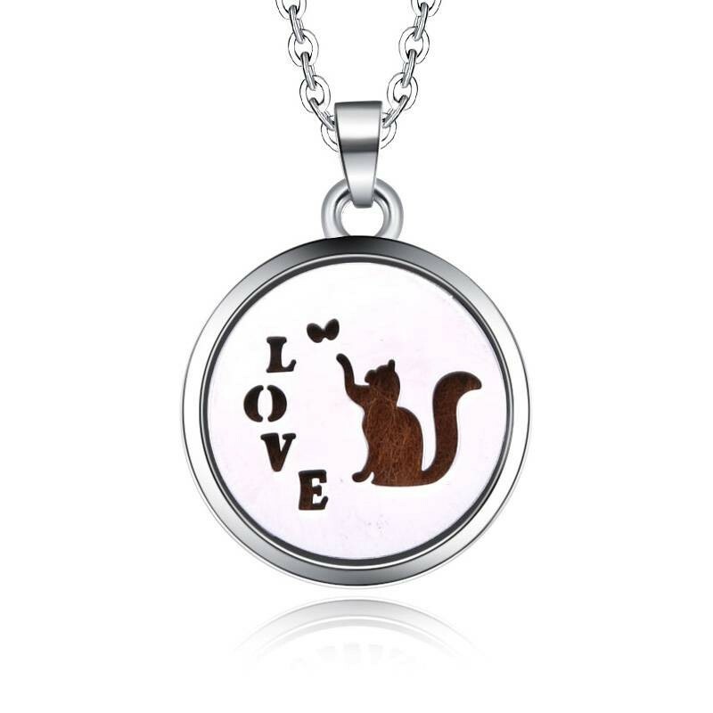 Aromatherapy Cat Pendant Essential Oil Diffuser Necklace-image