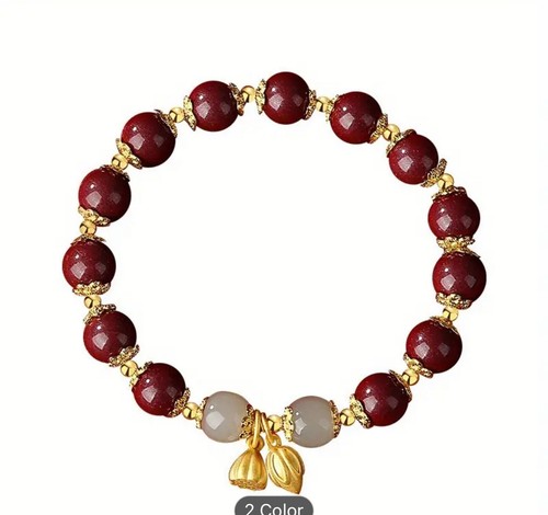 1pc Exquisite Natural Cinnabar Bracelet Feng Shui Lucky Bracelet - Picture 5 of 5
