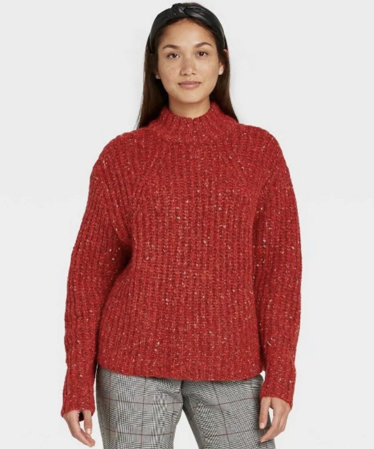 Womens Chunky Knit Sweater Red speckled A New Day Womens Small | eBay