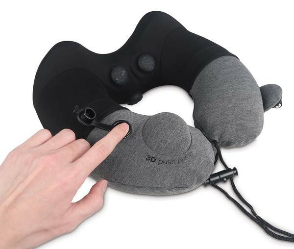 Inflatable Rechargeable Travel Neck Massage Pillow for Nursing in Grey or Black-image