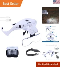 Rechargeable LED Head Magnifier with Adjustable Brightness - 3.5X Magnification