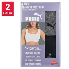PUMA Women's Seamless Sports Bra, 2-pack XS S M L XL FREE SHIPPING