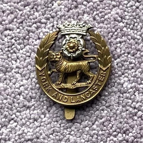 WW2 Era York & Lancaster Regiment : Brass Cap Badge. Named Provenance