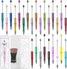 75 Pcs DIY Beadable Pens Kit - 25 Pens 25 Refills Bags Black Ink for Studen...