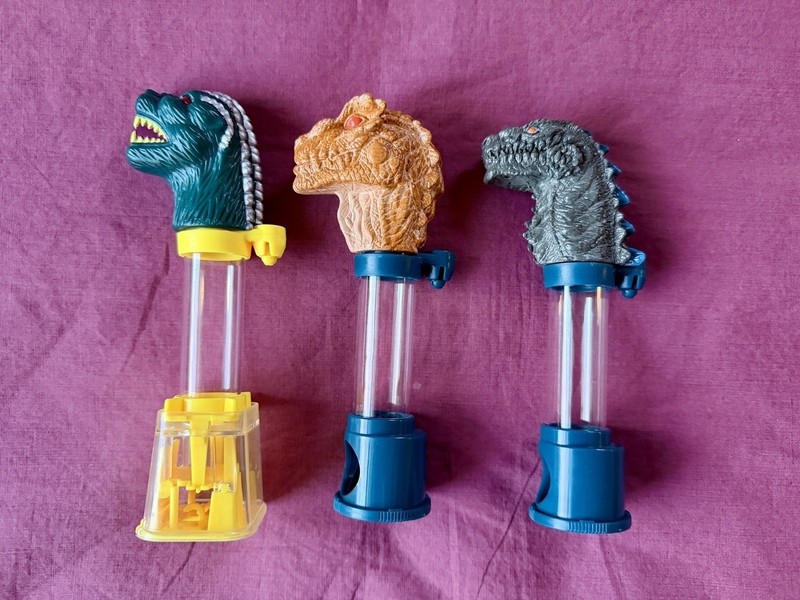 GODZILLA set of 3 Flix gumball dispensers - vintage 90's like PEZ