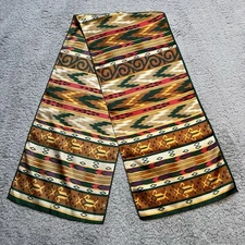 Tribal Native Blend Shiny Rectangle Scarf 11x52 Vintage 90s