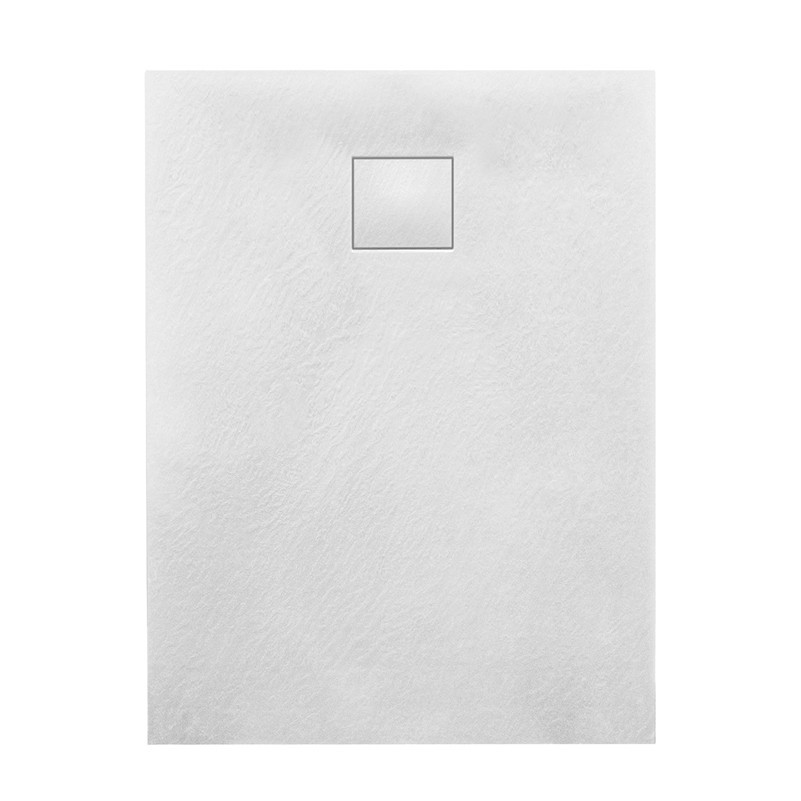 Matte White 1100 x 760mm Rectangular Polymarble Shower Tray With Waste