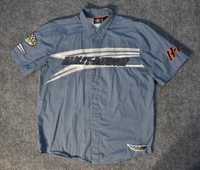 Harley Davidson Mechanic Button Up Embroidered S/S Blue Mens Shirt Size L