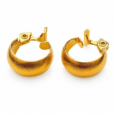 Monet Gold Tone Texture Hoops Earrings 