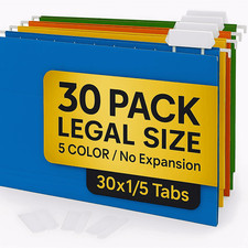 30 Pack Hanging File Folders Legal Size Colored Hanging Folders Filing Cabinet