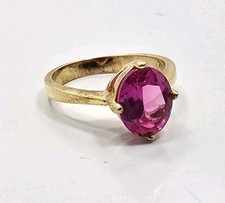 Beautiful Modern Sterling Silver 925 Gold Wash Pink Stone Ladies Ring Size 8