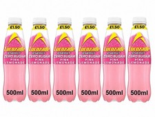 6 x Lucozade Energy Zero Sugar Pink Lemonade 500ml Bottles