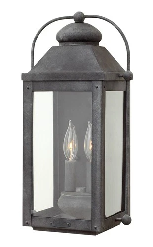 Anchorage 9 1/4"W Aged Zinc Two Candle Outdoor Wall Light - Picture 3 of 10