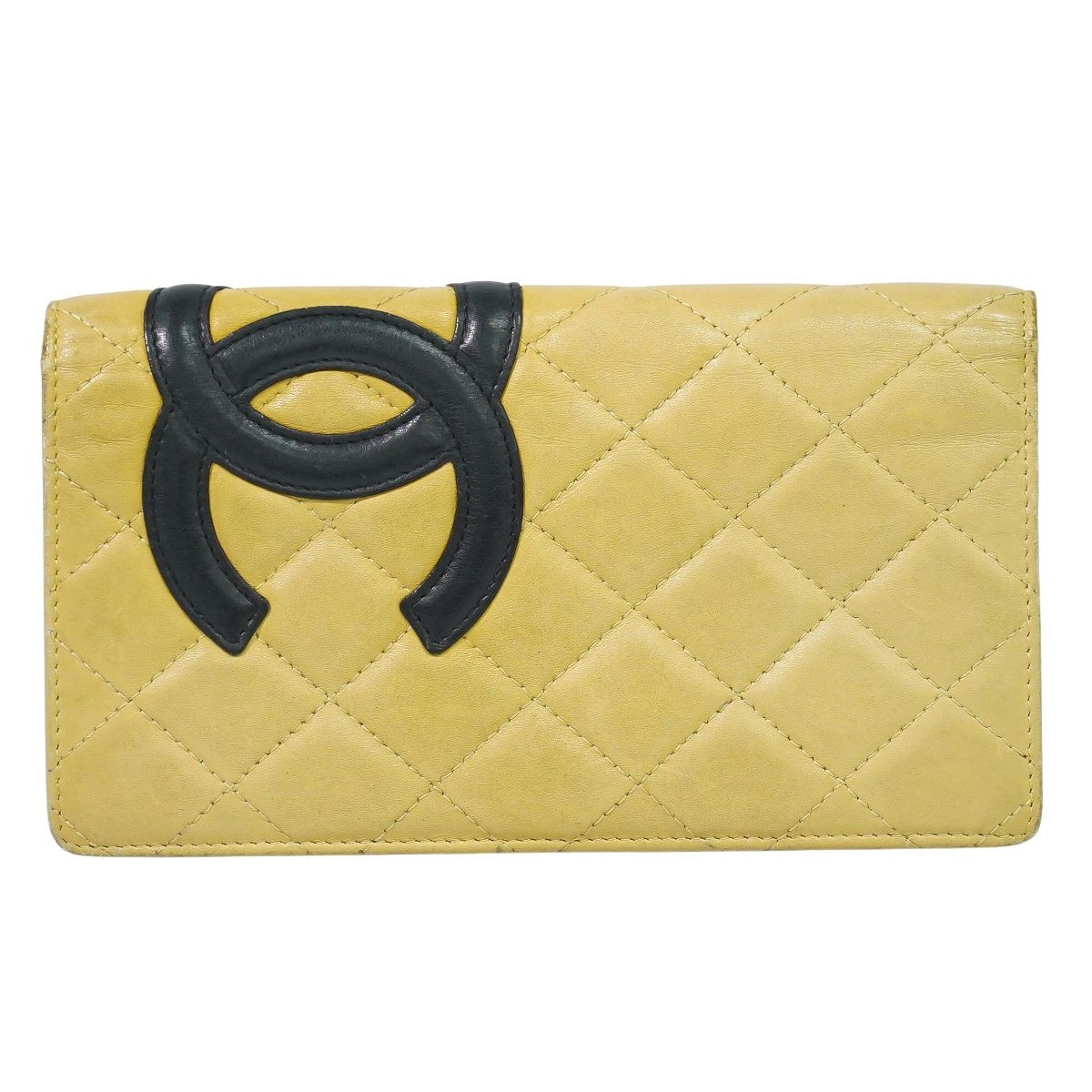 CHANEL Coco Mark Cambon Line Long Wallet Long Wallet Leather Beige Wallet Used