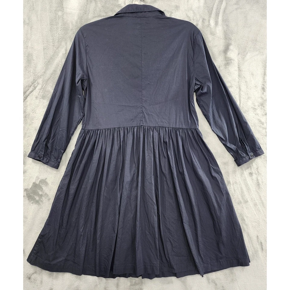 Vestido Camisa Steven Alan Algodón Manga Larga Talla 6 Azul Marino Plisado Bolsillos Foto 4 de 4