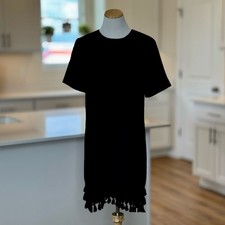 Zara Woman | Black Short Sleeve Shift Dress with Tassels