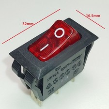 CANAL HB SERIES Red Lamp Rocker Switch 3 Pins 2 Positions 20A 125VAC 16A 250VAC