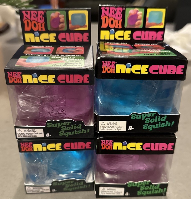 💙💜 NEEDOH Nice Cube Super Solid Squish Blue & Purple – Lot of 4 💜💙