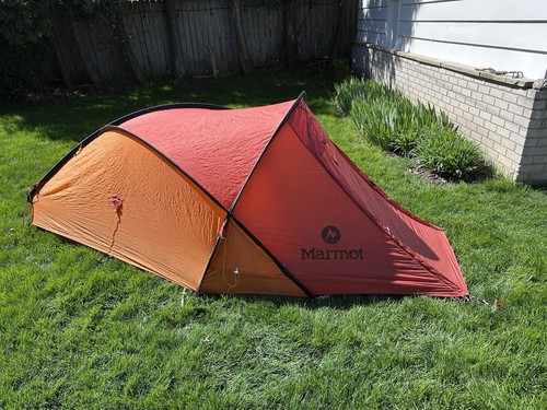 Marmot Grid 2P Double Skin 2 Person Camping Tent Mesh Screen Orange Red
