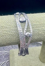 Artisan Sterling Silver Cuff Bracelet .925 Modernist Stamped Wave 26.7g