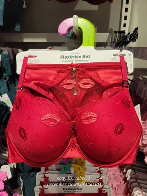 Primark 2 sizes bigger boost maximise BRA THONG set Push Up THICK Pad Underwear