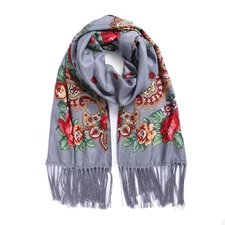 Traditional Ukrainian Tassel Scarf Wrap for Women Soft Scarves