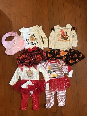 Wanderling Baby Girl 1st Holiday Sets 0-9 Months Lot Of 4