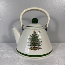 Spode Christmas Tree Tea Kettle 2.5 Quart Porcelain Enamel on Steel