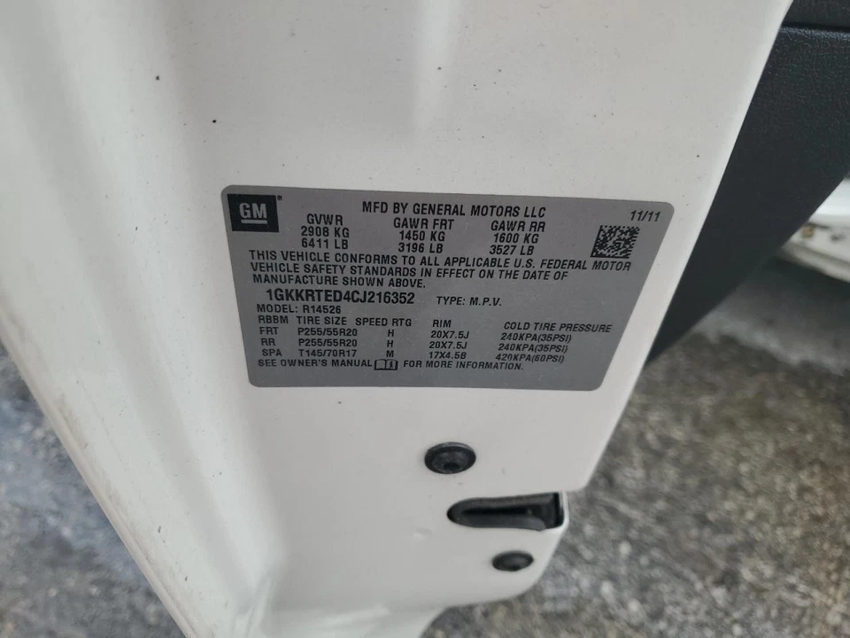 Parasol derecho usado se adapta a: GMC Acadia 2012 iluminado grado derecho A Foto 2 de 4