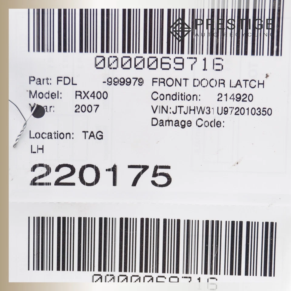 Actuador de pestillo de cerradura de puerta delantero izquierdo Lexus RX400h 2006-2008 69040-33221 OEM Foto 4 de 4