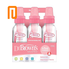 Dr. Brown's Natural Flow Anti-Colic Baby Bottles - Pink - 8oz - 6pk