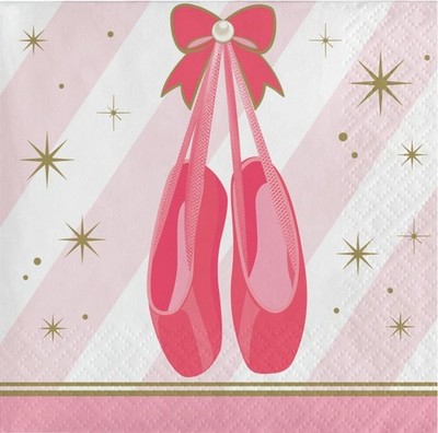 Twinkle Toes Ballerina Beverage Napkins Paper 16 Per Pack Birthday Ballerina