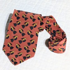 J. Garcia Silk Tie Fish Goldfish Salmon / Burnt Orange Necktie Coy Vintage USA