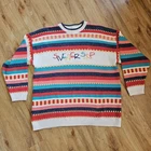 Sweater Shop Jumper Vintage Made In England Striped Multi Colour 20% Cotton