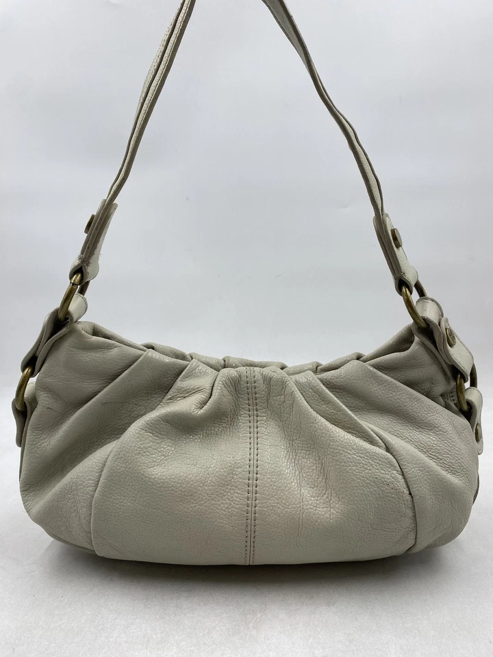 Vera Wang Women Ivory Leather Shoulder Bag - Image 2 of 4