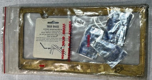 VTG NOS Solid Brass FORD License Plate Frame With Brass Theft Resist. Fasteners - Picture 7 of 19