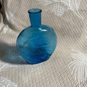 Vintage Clevenger Brothers Sage Herb Blue Glass Bottle Embossed 6 1/2”