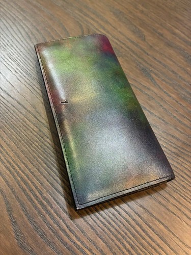 yuhaku Yuhaku Long Wallet Gradient Leather Men's YPM113 Green Multi