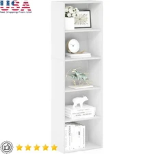 5-Tier Bookshelf Wood Storage Organizer Living Room Bedroom Office Study New