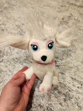 Mattel Barbie Puppy Dog 9  Plush Pink Collar  Bow White Stuffed Toy