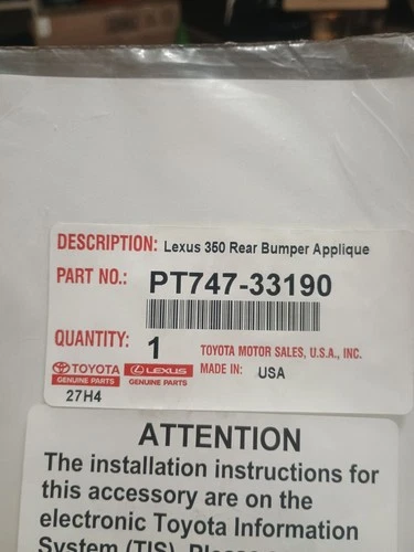 LEXUS OEM FACTORY REAR BUMPER APPLIQUE 2019-2025 ES350 ES300H PT747-33190