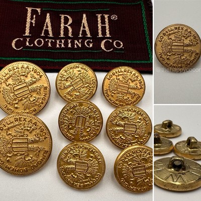 WATERBURY REPLACEMENT BUTTONS DOUBLE HEADED EAGLE CREST GOLD TONE FARAH BLAZER