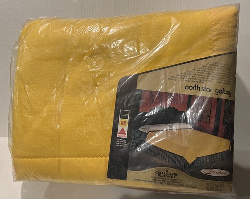 Vintage Chatham North Star Galaxy Blanket 108 X 90 KING Acrylic Gold Yellow - 第 1/8 張圖片