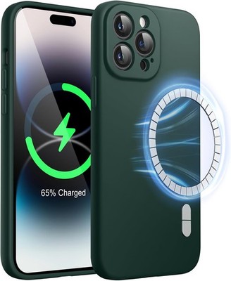 JETech iPhone 14 Pro Case - MagSafe Compatible Silicone Cover, Midnight Green, C