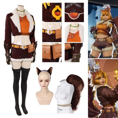 Marvel Rivals Doreen Green Squirrel Girls Cosplay Costume Squirrel Tail+Headband