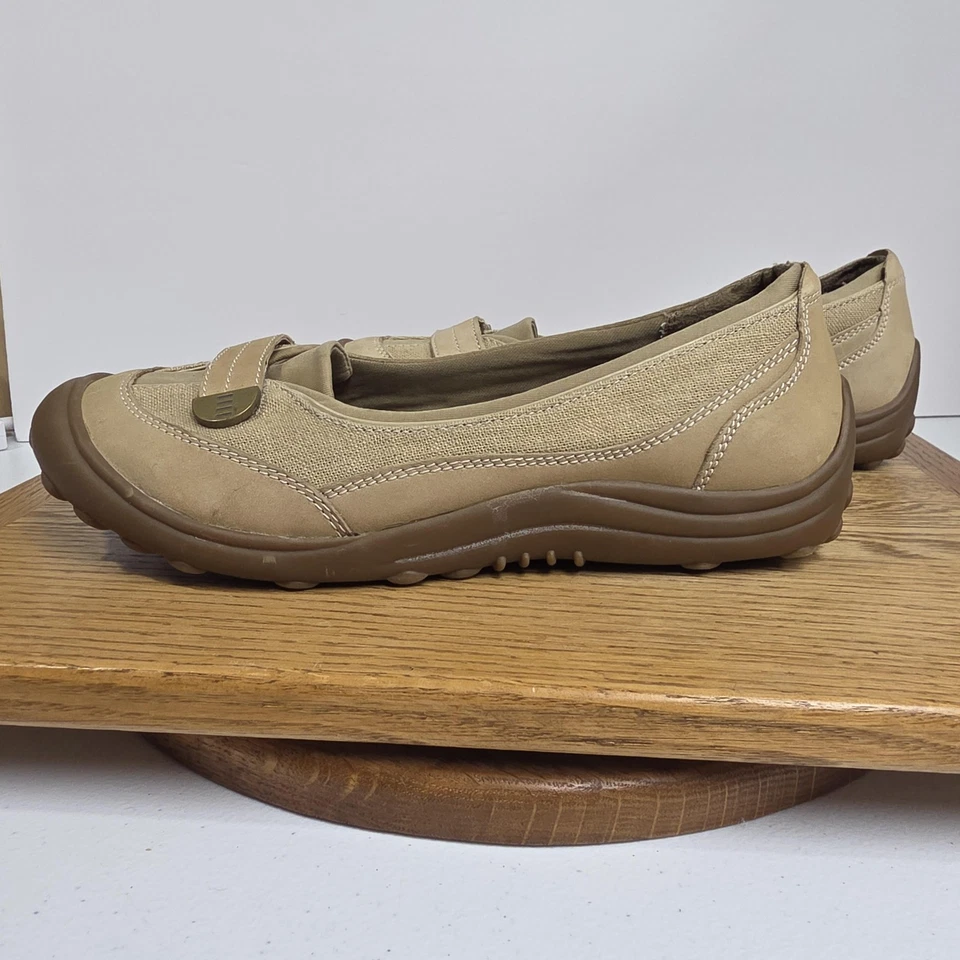 Zapatos Lands' End para mujer talla 9,5 tostados Mary Jane sin cordones punta de goma al aire libre planos Foto 3 de 4