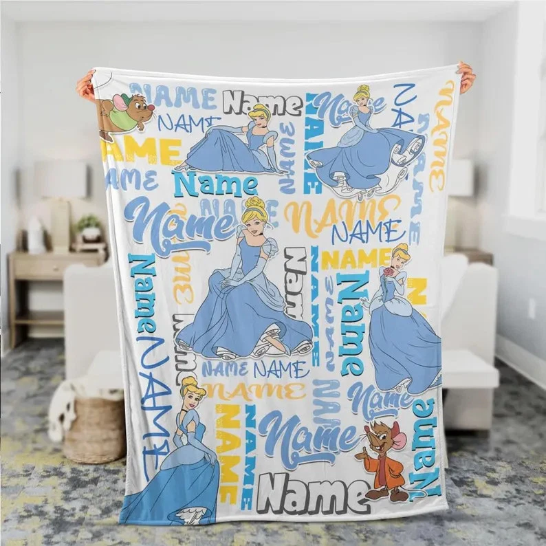 Disney Princess Cinde Cozy Customized Name Fleece Blanket
