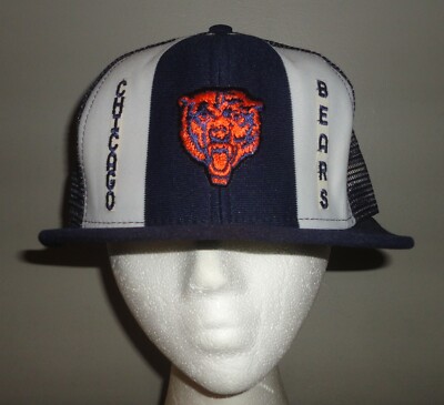Vintage Chicago Bears AJD Lucky Stripes Blue & White Mesh Snapback Hat